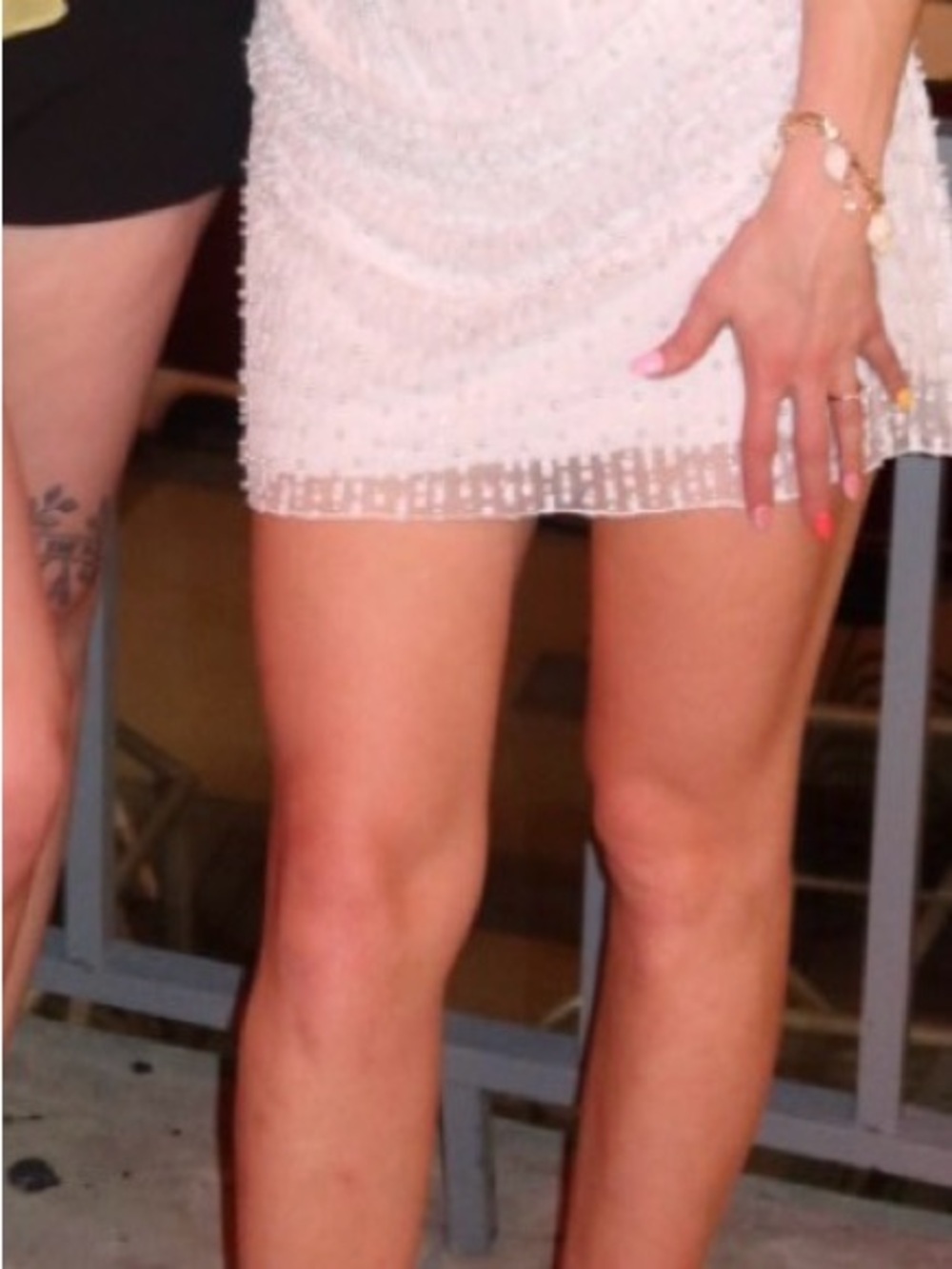 Strapless White Beaded Mini Dress - Picture 4 of 7